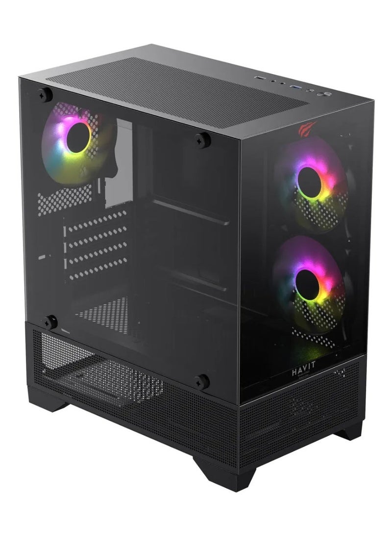 هافيت “هيكل الألعاب HAVIT CF923 – هيكل أنيق للكمبيوتر الشخصي للألعاب مع لوحة جانبية من الزجاج المقسى للتبريد الفعال - Image 4